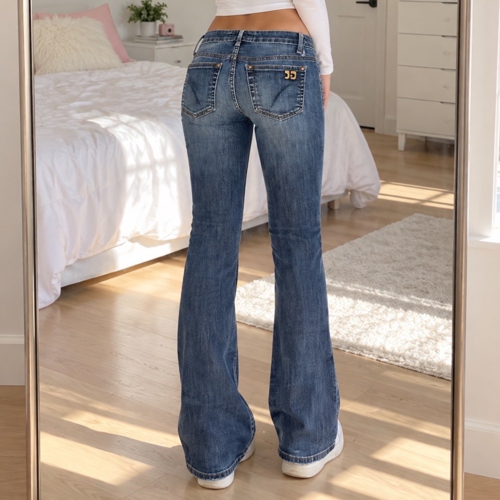 Y2K Joes Jeans Muse Flare Leg Low Rise Medium Wash Stretch Denim Blue 27 D4